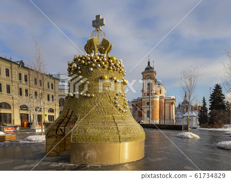 Christmas decoration on Zaryadye Park-- urban park located near Red Square in Moscow, Russia. Christmas decoration on Zaryadye Park-- urban park located near Red Square in Moscow, Russia. 61734829