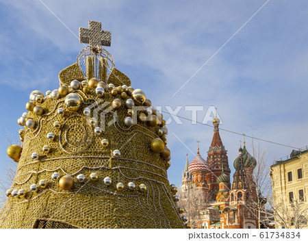 Christmas decoration on Zaryadye Park-- urban park located near Red Square in Moscow, Russia. Christmas decoration on Zaryadye Park-- urban park located near Red Square in Moscow, Russia. 61734834