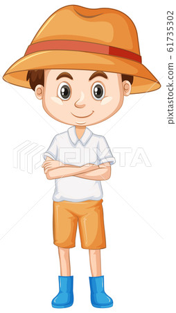 Cute boy wearing hat and boots - Stock Illustration [61735302] - PIXTA