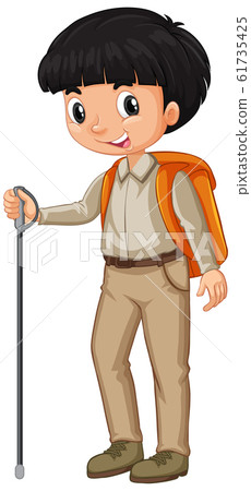 Boy with hiking gears on white background 61735425