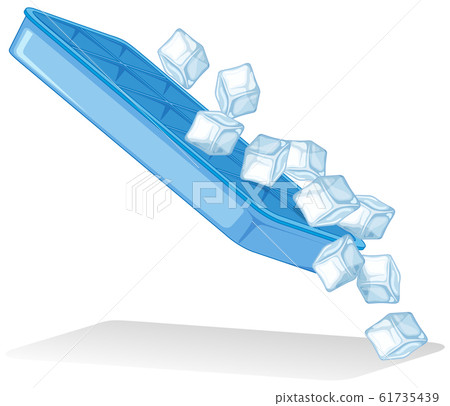 Ice cubes from ice tray on white background 61735439