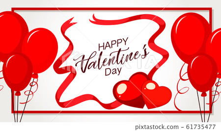 Valentine theme with red balloons and heart shapes 61735477