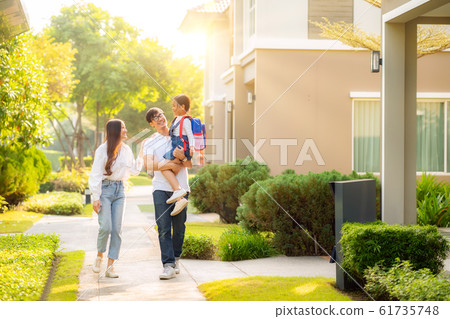 Asian family go to school together, this image can 61735748