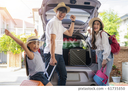 Asian Family going to holiday on summer vacation Asian Family going to holiday on summer vacation 61735850
