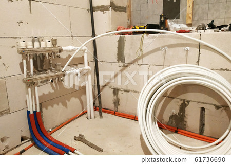 Underfloor heating is mounted on a pipeline Underfloor heating is mounted on a pipeline 61736690