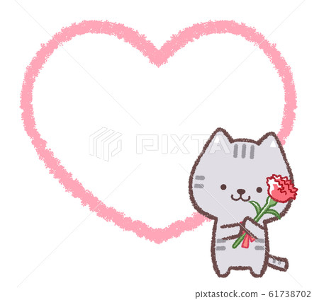 Mothers day cat heart line drawing frame 61738702