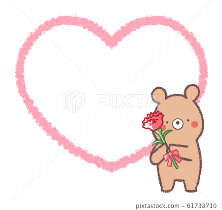 Mothers day bear heart line drawing frame - Stock Illustration ...