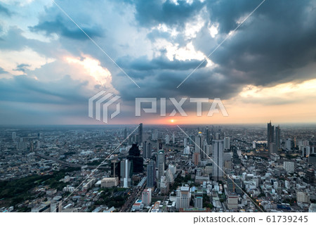 Panorama Bangkok City Skyline at Night. Panorama Bangkok City Skyline at Night. 61739245