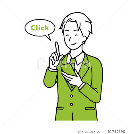 一名商人，使用智能手機的插圖上身 61739898