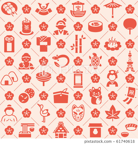 Seamless pattern Japanese icon background material 61740618