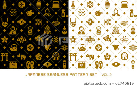 無縫圖案日本圖標背景素材設置第2卷 61740619