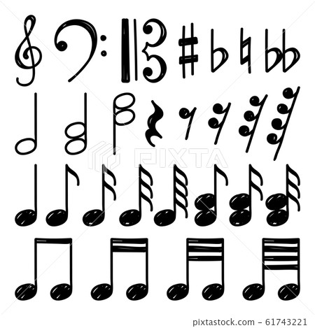 Music note design element in doodle style. Vector illustration 61743221