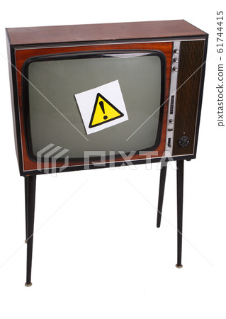 Vintage retro black and white TV with yellow Vintage retro black and white TV with yellow 61744415
