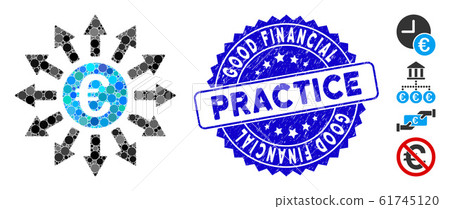 Mosaic Euro Payments Icon with Scratched Good Financial Practice Stamp 61745120