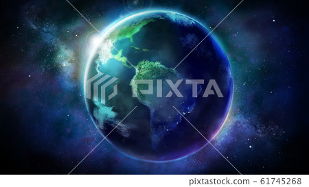 Realistic Earth from space showing North and South America. Realistic Earth from space showing North and South America. 61745268