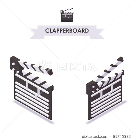 Clapboard isometric. Cinema production element in Clapboard isometric. Cinema production element in 61745583