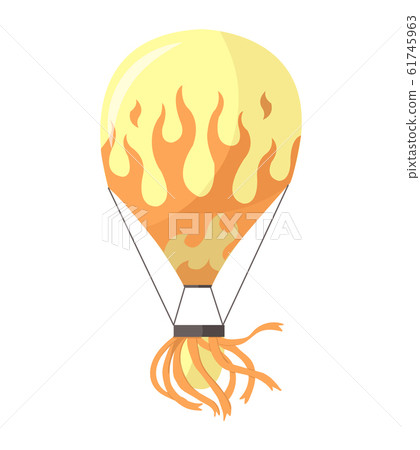 Flat illustration of hot air-balloon. Cartoon flying entertainment festival balloon outdoor. Travel, sky transport illustration 61745963