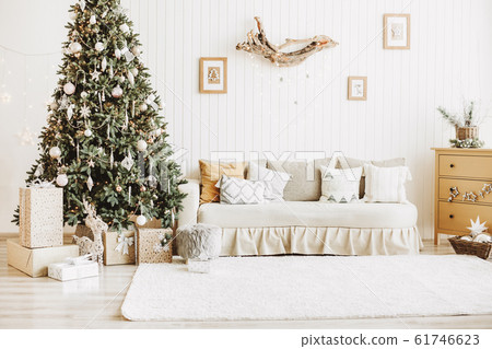 Decorated Christmas room with gifts Decorated Christmas room with gifts 61746623