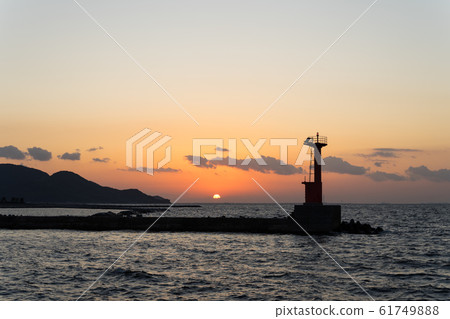 Sunset Lighthouse Sea Sunset Lighthouse Sea 61749888