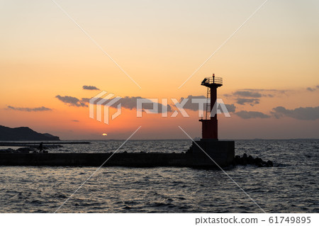 Sunset Lighthouse Sea Sunset Lighthouse Sea 61749895