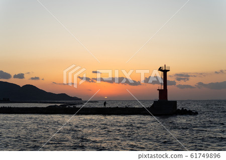 Sunset Lighthouse Sea Sunset Lighthouse Sea 61749896