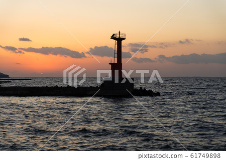 Sunset Lighthouse Sea Sunset Lighthouse Sea 61749898