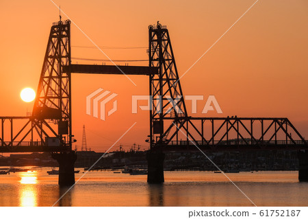 Dusk of Chikugo River rising bridge Dusk of Chikugo River rising bridge 61752187