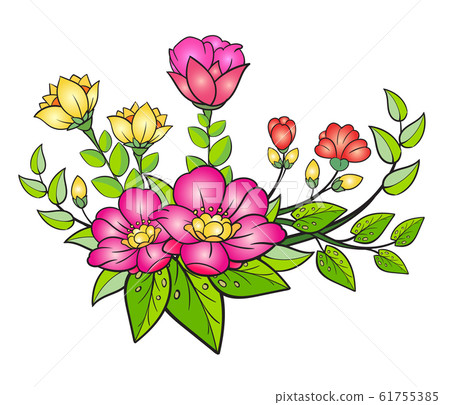 Art of nature, colorful flowers on a white background. hand drawn style vector design illustrations. Art of nature, colorful flowers on a white background. hand drawn style vector design illustrations. 61755385