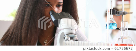 Black woman scientist student chemist in protective Black woman scientist student chemist in protective 61756672