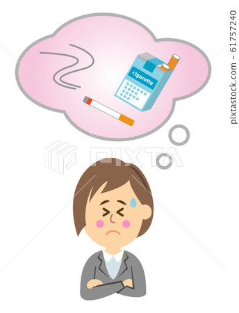 患有戒菸的婦女的例證圖像 患有戒菸的婦女的例證圖像 61757240