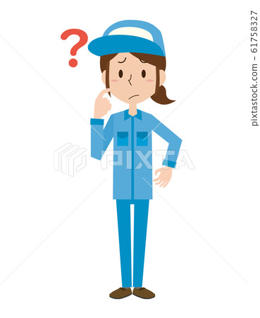 Female worker worker whole body question expression facial expression emotion pose 61758327