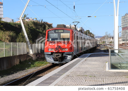 Suburban train Oriente Station Lisbon Portugal 61758408