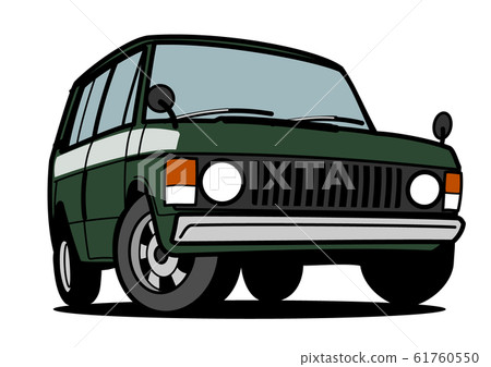 Retro british suv green car illustration 61760550