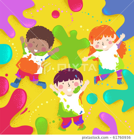 Kids Play Color Splats Illustration - Stock Illustration [61760936] - PIXTA