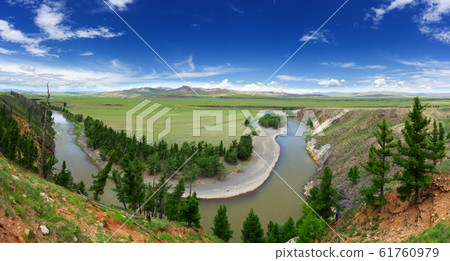 Valley with Orkhon river bend 61760979