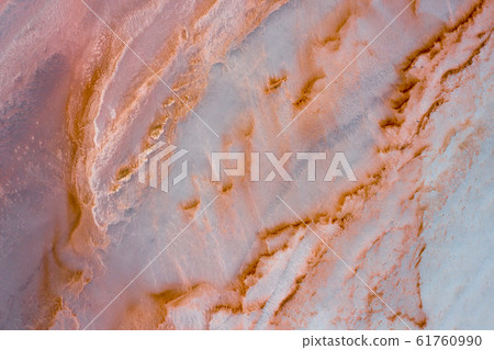 Aerial top view of pink lake in Crimea Aerial top view of pink lake in Crimea 61760990