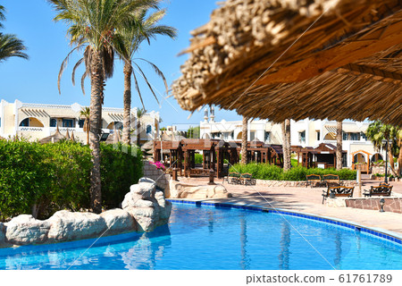 Territory of a luxury Egyptian hotel with a Territory of a luxury Egyptian hotel with a 61761789