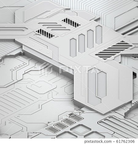 Circuit board futuristic server code processing. White technology background. 3d 61762306