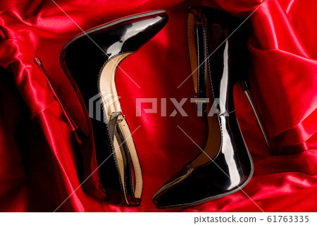Black fetish shiny patent leather stiletto high 61763335