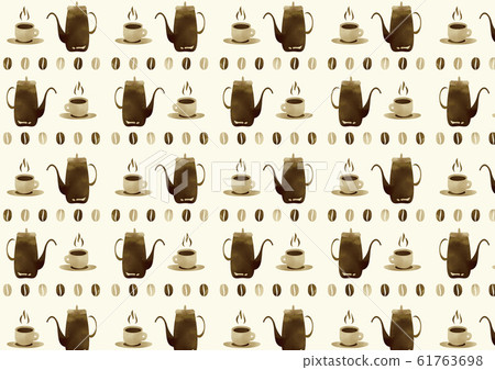 水彩風格復古咖啡豆和咖啡設置模式 61763698