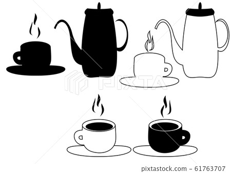 簡單的黑白咖啡具 簡單的黑白咖啡具 61763707