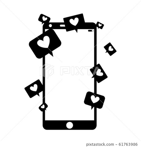 Smartphone gets notifications heart symbol and 61763986