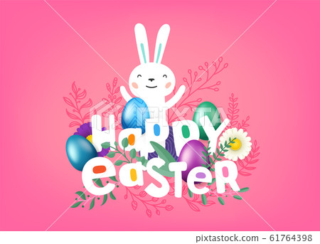 Happy Easter vector cover. Greeting card with Happy Easter vector cover. Greeting card with 61764398
