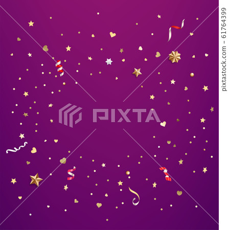 Confetti of stars and hearts. Vector card with Confetti of stars and hearts. Vector card with 61764399