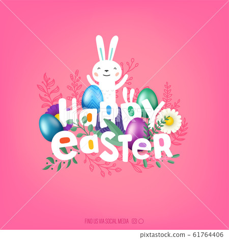 Happy Easter vector cover. Greeting card with Happy Easter vector cover. Greeting card with 61764406