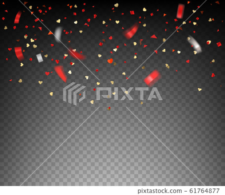 Confetti falling with heart shapes. Vector Confetti falling with heart shapes. Vector 61764877