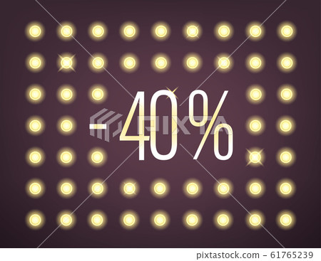 Fourty percent sale banner with illuminated wall 61765239