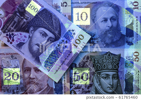 Georgian money - lari in uv rays Georgian money - lari in uv rays 61765460