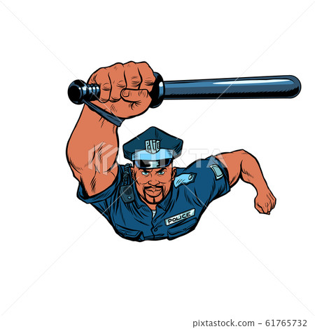 African Police officer with a baton African Police officer with a baton 61765732