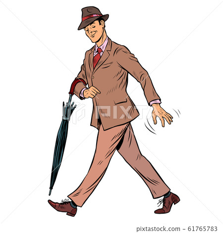 Elegant retro gentleman with an umbrella 61765783